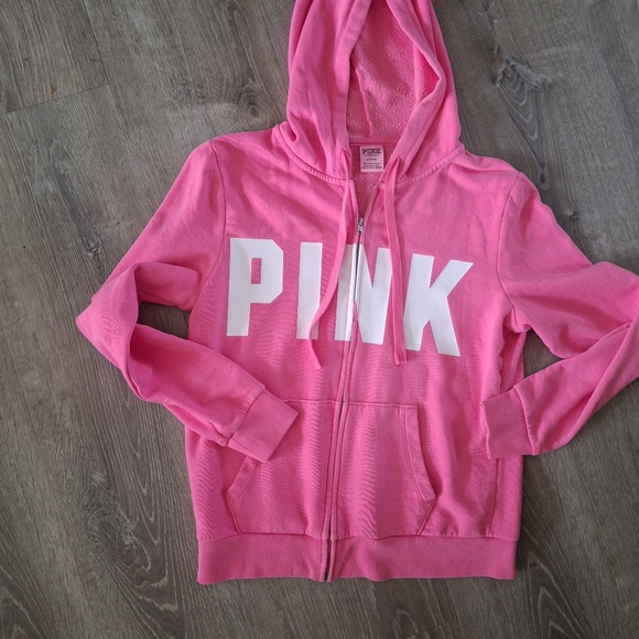 Victoria's Secret Women's PINK Logo Full Zip-up Sweatshirt Hoodie size medium - Picture 3 of 6